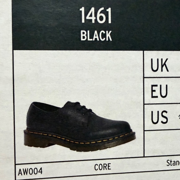 Dr. Martens 1461 Black Virginia Leather Lace-Up Shoes 8 NWT - Picture 6 of 10